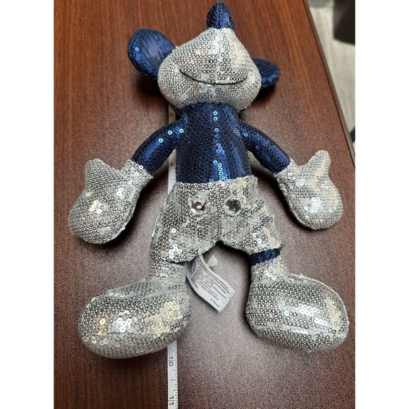 Mickey Mouse Blue Sequined Plush Disneyland Diamond 60th Disney Parks Exclusive - Picture 10 of 14